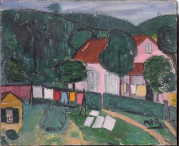 ACHILLES MOREAUX - Recanto no quarteirão e Paisagem - Duas pinturas à óleo, uma sobre tela 38,5 x