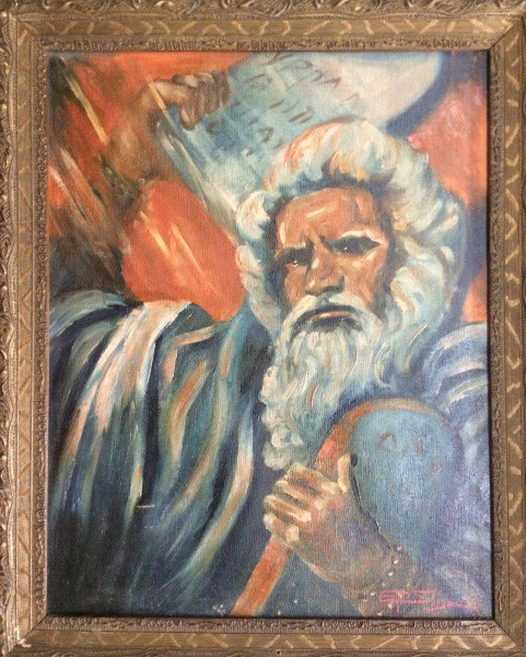 AM002, E. P. SIGAUD, óleo sobre tela, representando figura, medindo 38 x 48 cm. Necessita pequeno re