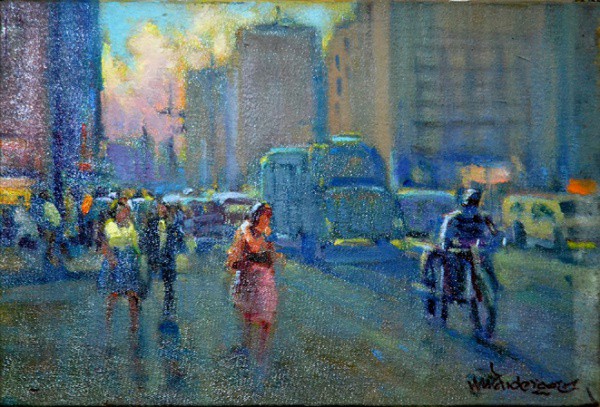 Menase Waidergorn, "Cena Urbana" - óleo sobre tela - med. 20 x 30 cm (sem mold)