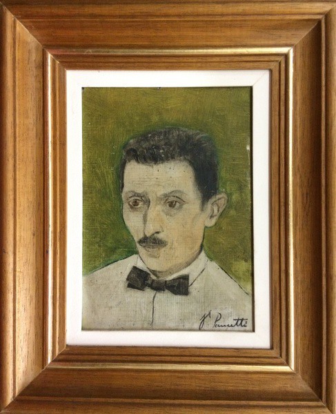 AM002, PANCETTI, óleo sobre cartão, "Retrato do Amigo Joice Bispo", medindo 15 x 22 cm.