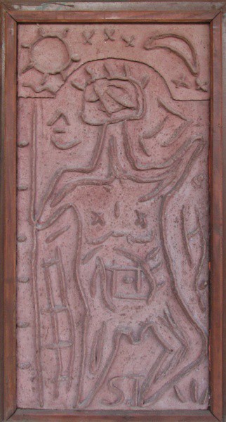 STOCKNER - cimento ( figura ) med: 100 x 50 cm.