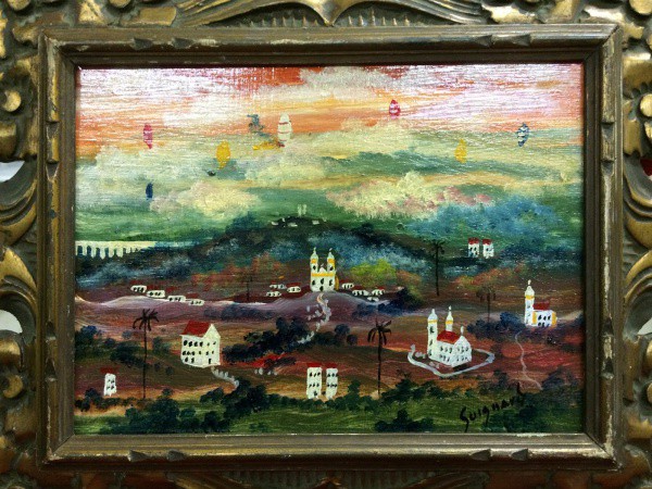 AM002, GUIGNARD, óleo sobre madeira, representando paisagem, medindo 22 x 16 cm.
