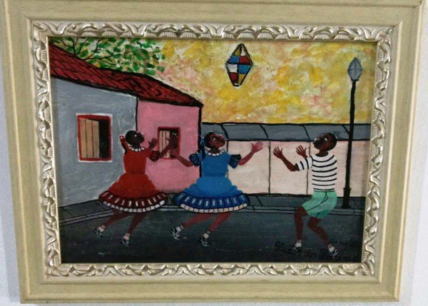 QUADRO - HEITOR DOS PRAZERES  - BRINCADEIRA DE BALÃO - 1964 OSM - CID - Mede: 26 X 33 CM COM MOLDURA