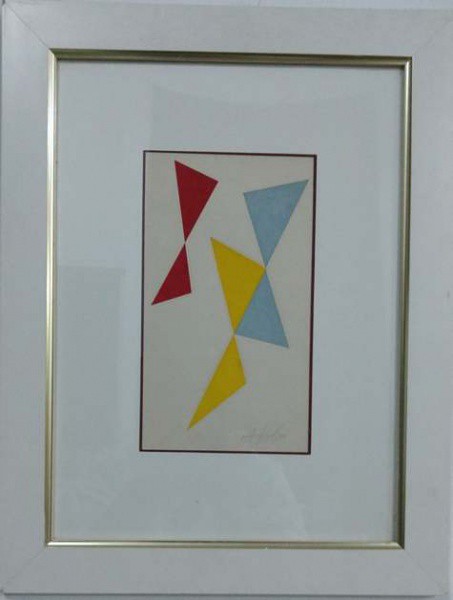 QUADRO - VOLPI - FIGURAS GEOMÉTRICAS  - SERIGRAFIA SOB CARTÃO - CID - COM VIDRO Mede: 13 X 22 CM SEM