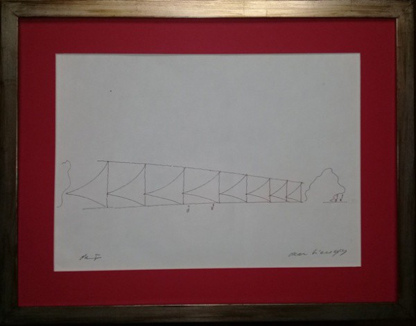 OSCAR NIEMYER, BRASÍLIA, NANQUIM SOBRE  CARTÃO. 27 X 38 cm.