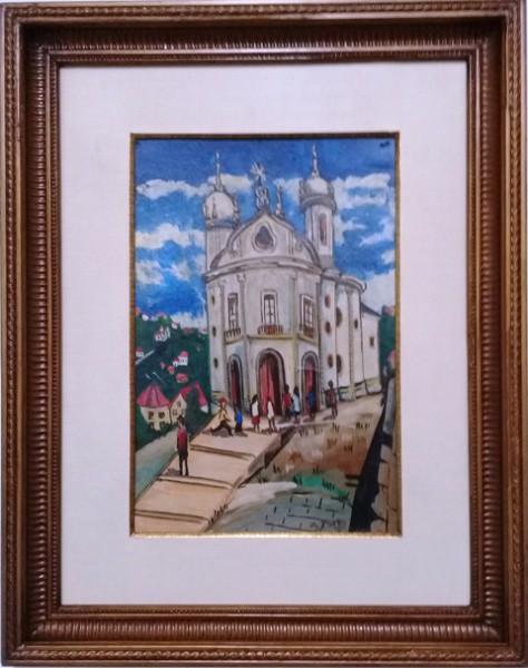 S. PINTO, ÓLEO SOBRE PLACA, MARIANA.   33 X 32 cm.