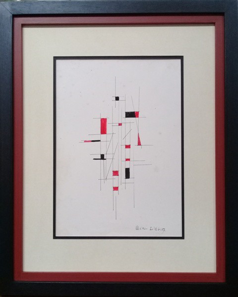 MÁRIO  SILEZIO, TÉCNICA MISTA,  GEOMÉTRICO.  32 X 21 cm.