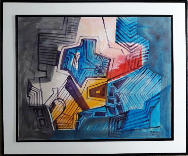 R. BURLE MARX, 1990,  ABSTRATO, TÉCNICA SOBRE CARTÃO, COLADO EM PLACA. 80 x 100 cm.