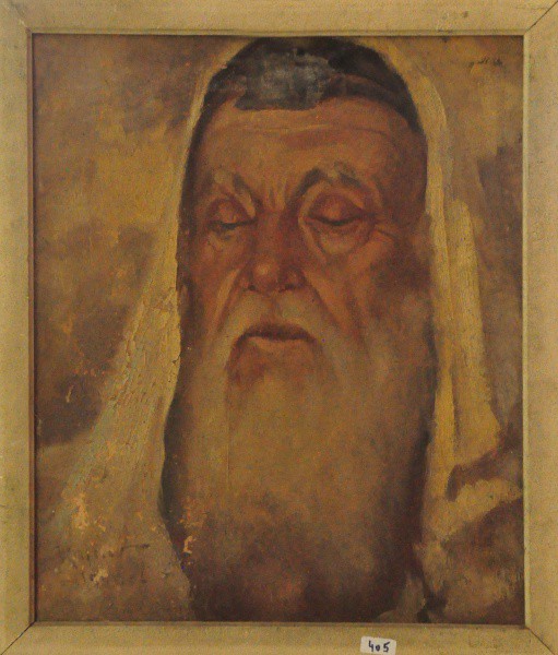 RETRATO ANTIGO SEM ASSINATURA - ost ( Rabino ) med: 45 x 37 cm. Obs: Restauro na pintura.