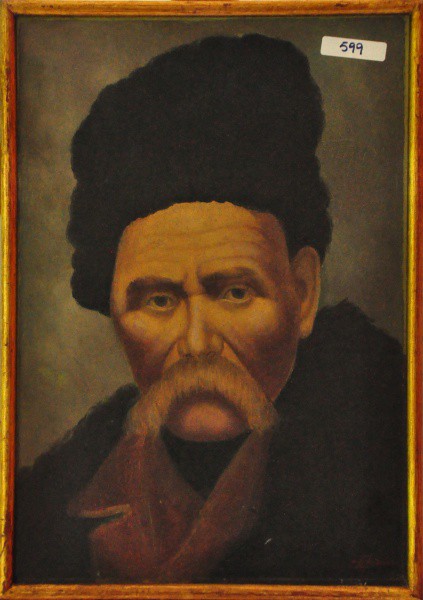 CHADENKO - óleo sobre Eucatex ( Figura de um Russo ) med: 39 x 27 cm. Obs: tem escrita atrás.