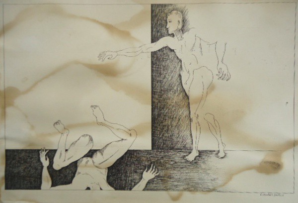 Evandro Salles - Desenho original (bico de pena), assinado no canto inferior direito, medindo: 22 cm