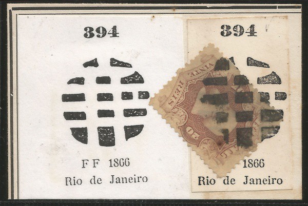 Coleção `Carimbos sobre Selos do Império do Brazil` - Carimbo mudo ou obliterado a pena - Sem especi