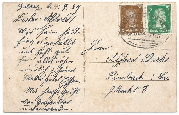 Alemanha - Reich - Sobre Cartão Postal