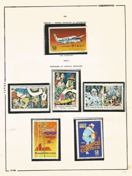 Selos do Brasil - Parte de uma Coleção de Selos do Brasil - 6 Selos Comemorativos - 1969