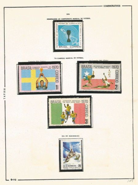 Selos do Brasil - Parte de uma Coleção de Selos do Brasil - 5 Selos Comemorativos - 1970