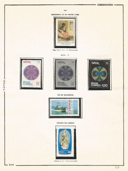 Selos do Brasil - Parte de uma Coleção de Selos do Brasil - 6 Selos Comemorativos - 1971