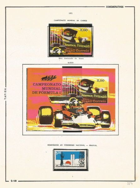 Selos do Brasil - Parte de uma Coleção de Selos do Brasil - 2 Selos e 1 Bloco Comemorativos - 1972