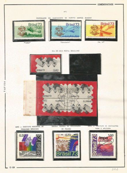 Selos do Brasil - Parte de uma Coleção de Selos do Brasil - 11 Selos Comemorativos - 1973