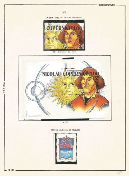 Selos do Brasil - Parte de uma Coleção de Selos do Brasil - 2 Selos e 1 Bloco Comemorativos - 1973