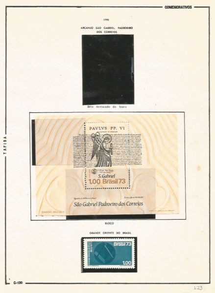 Selos do Brasil - Parte de uma Coleção de Selos do Brasil - 1 Selo e 1 Bloco Comemorativos - 1973