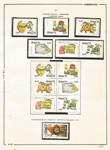 Selos do Brasil - Parte de uma Coleção de Selos do Brasil - 14 Selos Comemorativos - 1973