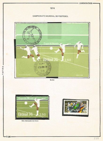 Selos do Brasil - Parte de uma Coleção de Selos do Brasil - 2 Selos e 1 Bloco Comemorativos - 1974