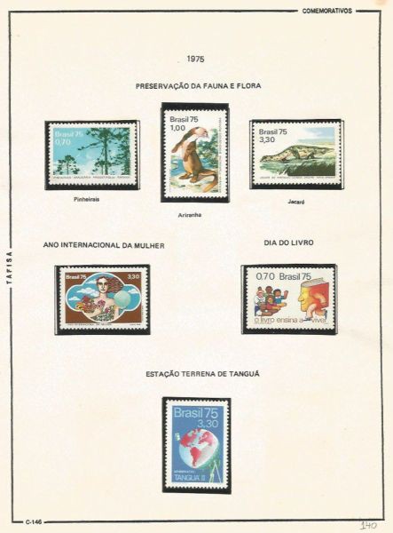 Selos do Brasil - Parte de uma Coleção de Selos do Brasil - 6 Selos Comemorativos - 1975