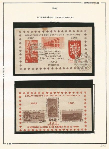 Selos do Brasil - Parte de uma Coleção de Selos do Brasil - 2 Blocos Comemorativos - 1965