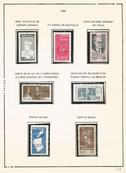 Selos do Brasil - Parte de uma Coleção de Selos do Brasil - 7 Selos Comemorativos - 1965