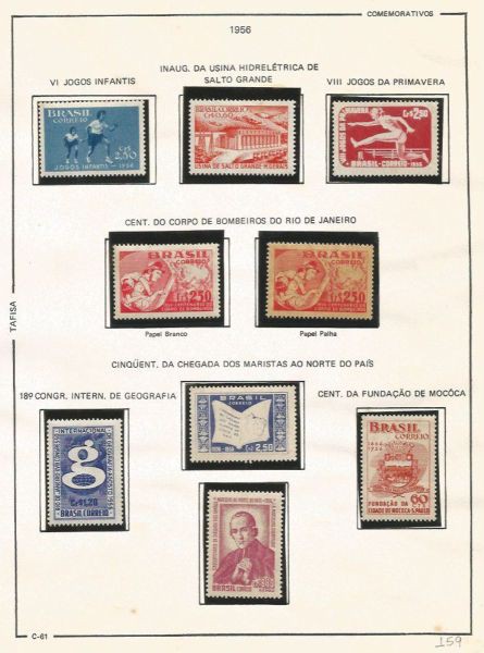 Selos do Brasil - Parte de uma Coleção de Selos do Brasil - 9 Selos Comemorativos - 1956