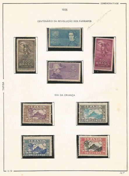 Selos do Brasil - Parte de uma Coleção de Selos do Brasil - 8 Selos Comemorativos - 1935