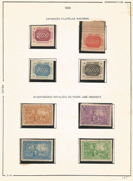 Selos do Brasil - Parte de uma Coleção de Selos do Brasil - 8 Selos Comemorativos - 1934