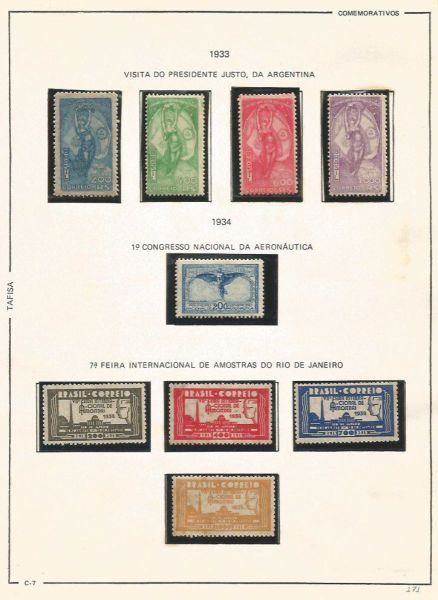 Selos do Brasil - Parte de uma Coleção de Selos do Brasil - 09 Selos Comemorativos - 1933/34