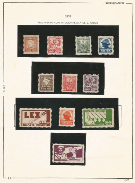Selos do Brasil - Parte de uma Coleção de Selos do Brasil - 11 Selos Comemorativos - 1932