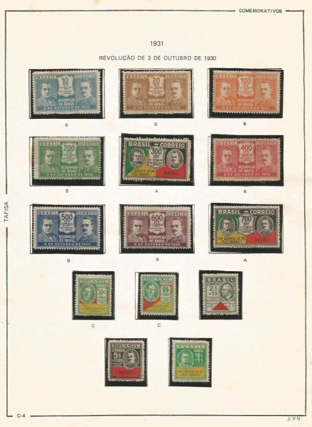 Selos do Brasil - Parte de uma Coleção de Selos do Brasil - 14 Selos Comemorativos - 1931