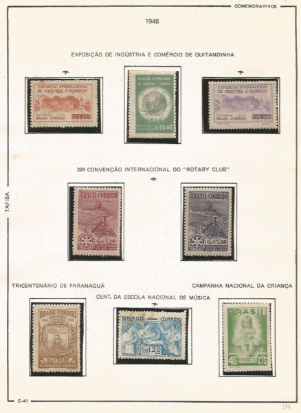 Selos do Brasil - Parte de uma Coleção de Selos do Brasil - 08 Selos Comemorativos - 1948