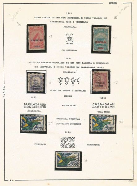 Selos do Brasil - Parte de uma Coleção de Selos do Brasil - 7 Selos - Incluindo 4 Zeppelin