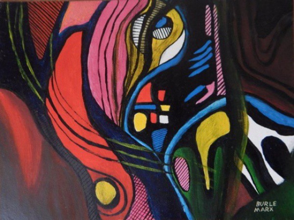 Roberto Burle Marx - Abstrato - Guache sobre Cartão medindo 21x28 - A.C.I.D