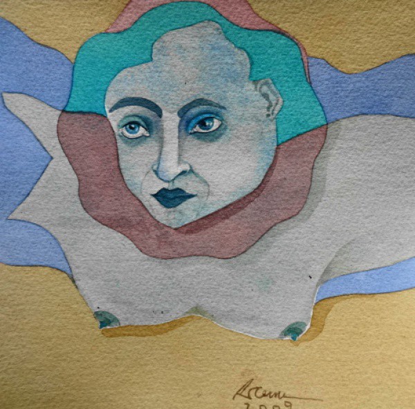 Ascenio - Aquarela sobre cartão, assinada no canto inferior direito, datada de 2009. Obra sem moldur