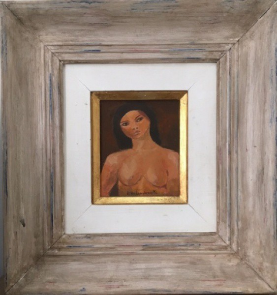 Emiliano Di Cavalcanti, Figura Feminina - óleo sobre cartão - med. 15,5 x 13,5
