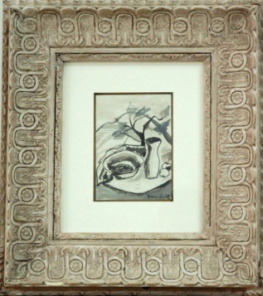 Aldo Bonadei, Composição - aguada - dat. 1972 - med. 19 x 13,5 cm  com moldura