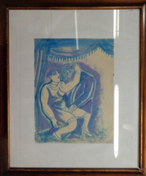 E. DI CAVALCANTI, aquarela, representando figura, medindo 29 x 39 cm
