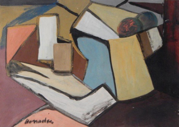 Aldo Bonadei - Natureza Morta - Óleo sobre Cartão medindo 20,5 x 29 - A.C.I.E