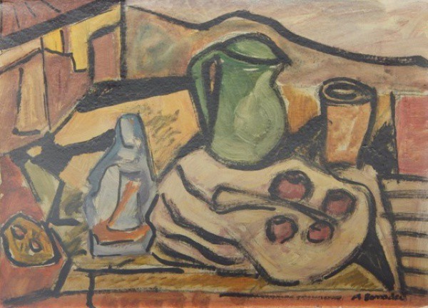 Aldo Bonadei - Natureza Morta - Guache sobre Cartão medindo 24 x 33 - A.C.I.D