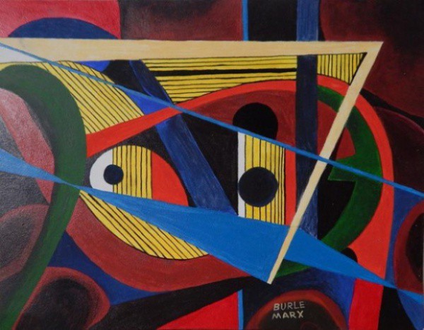 Roberto Burle Marx - Abstrato - Guache sobre Cartão medindo 22x29 - A.C.I.D