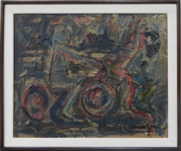 Iberê Camargo - Ciclista - Óleo sobre Cartão medindo 38 x 48 - A.C.I.D