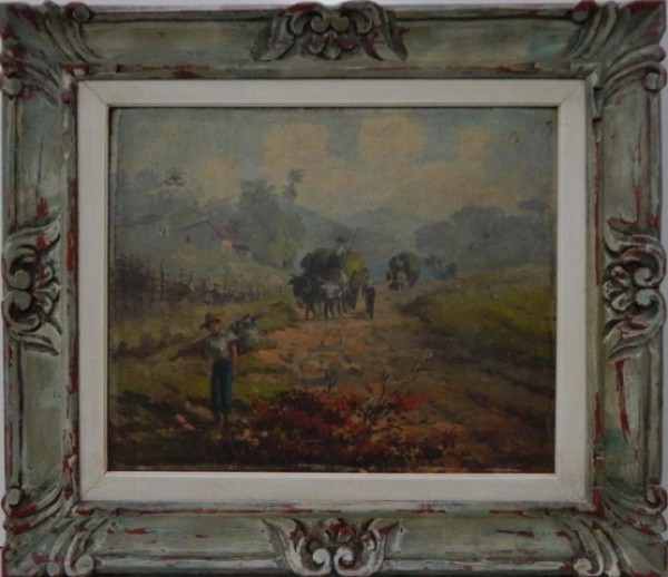 Gentil Garcez - Paisagem Rural - Óleo Sobre Placa - Medindo 38x45 -A.C.I.D
