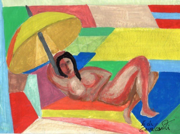 E. Di Cavalcanti - Figura deitada - óleo sobre cartão medindo 16x21 - A.C.I.D