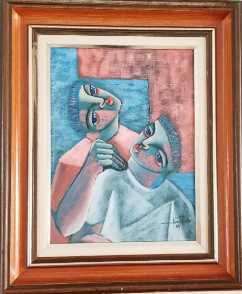 NANDO RIBEIRO (1963) Título: Figuras Técnica: óleo sobre tela Medidas: 40 x 30 cm Assinatura: canto