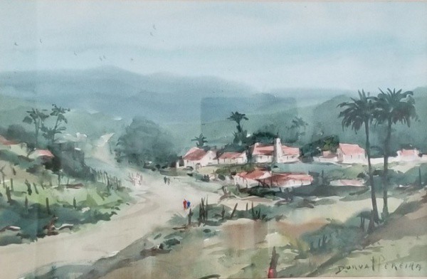 DURVAL PEREIRA (1917 - 1984) Título: Paisagem Técnica: aquarela Medidas: 24 x 38 cm Assinatura: cant